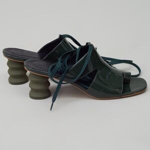 NOMIA Twyla Lace Up Mule in OLIVE Size 39